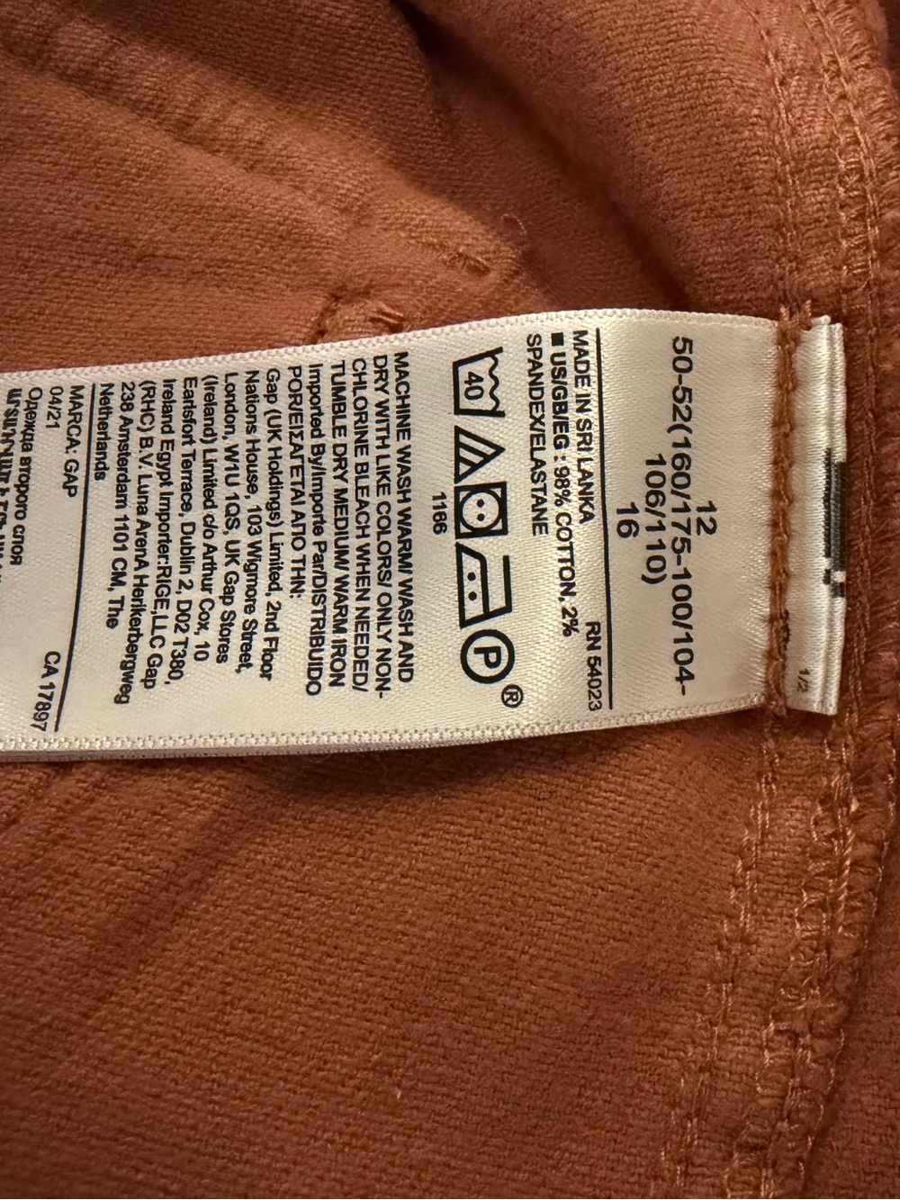 GAP Women's Cropped Chino Pants in Rust Orange - Picture 7 of 8